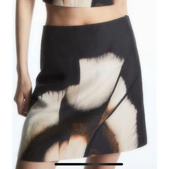COS X Stephen Doherty Floral Print Linen Blend Skirt Size 4 NWT - Picture 1 of 9